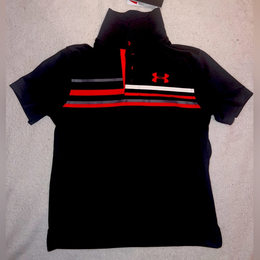Under Armour Kid Heatgear Athletic Shirt | Size S | Black | Red | White | NWT